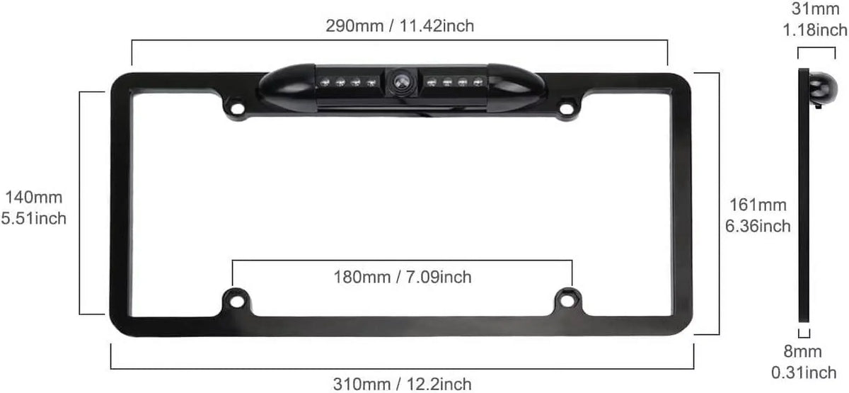 CAM108 Backup Camera License Plate  Night Vision Rear View 170° Angle Waterproof Compatible with Pioneer Car Radio -100BT -WT8600NEX -160BT DMH1770NEX -120BT -210EX -2550NEX