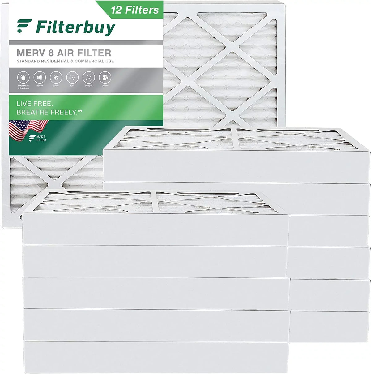 Filterbuy 10x16x4  8 Pleated   Furnace Air Filters (12-Pack)