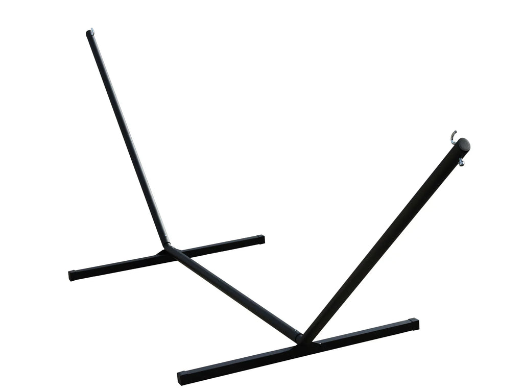 The Hamptons Collection 180” Black Steel 3-Beam Hammock Stand With Hardware