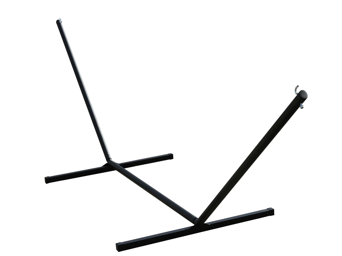 The Hamptons Collection 180” Black Steel 3-Beam Hammock Stand With Hardware