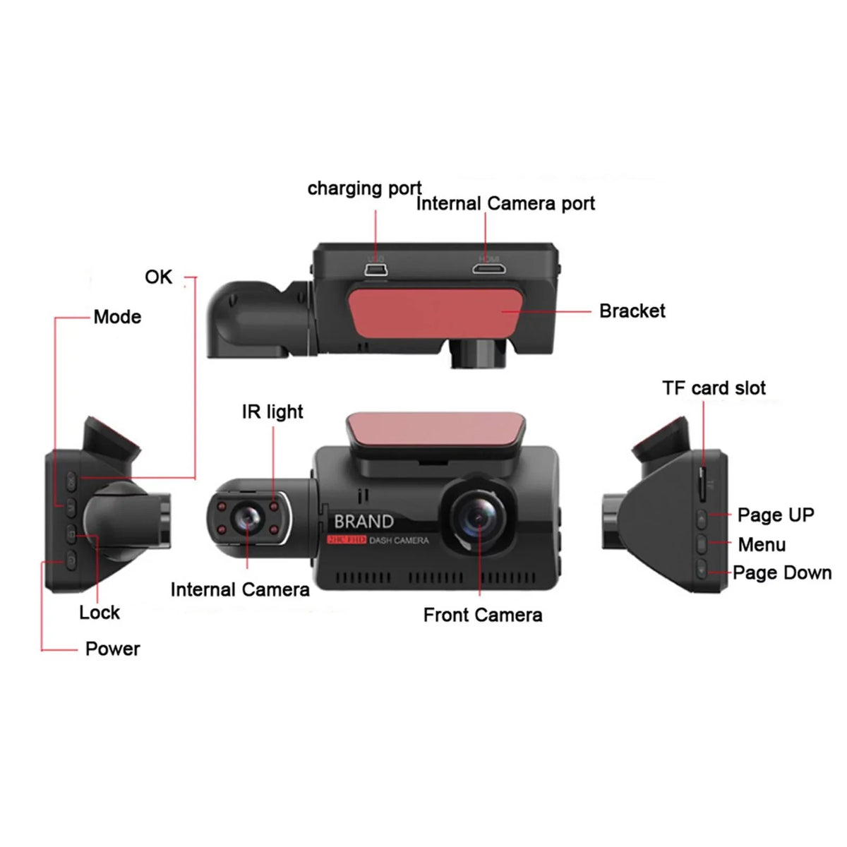 Dash Cam Front and Inside for Car, Dual Dash Cam W/32GB  Card,  1080P Car Camera Dual Lens, Wide Angel  Car Parking Driving Recorder Night Vision Loop Recording G-Sensor
