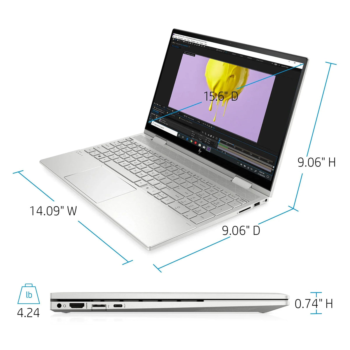 2021  Envy 2-in-1 Laptop 15.6 inch  Touchscreen 11th Gen Intel i5-1135G7 Iris Xe Graphics 12GB DDR4 512GB NVMe - 6 Win 10 Fingerprint Backlit Keyboard w/ 32GB  Natural Silver 15-ED1055WM