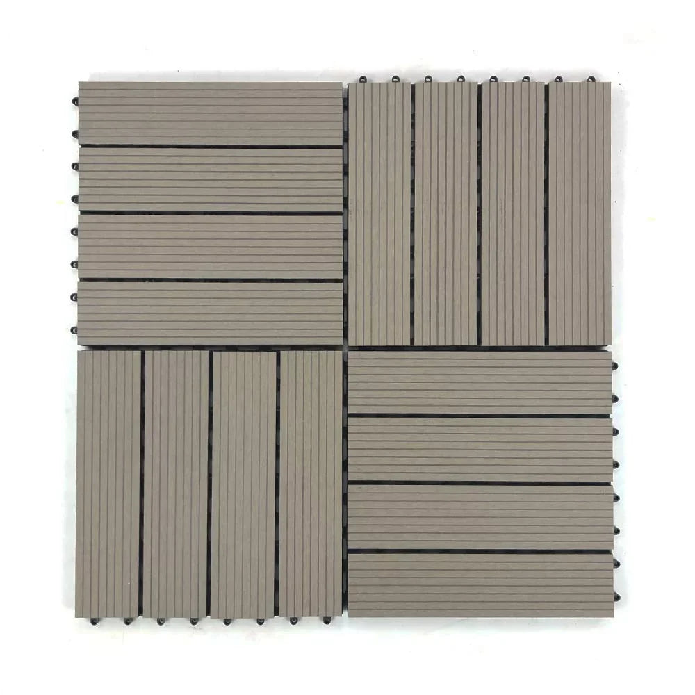 RevTime Easy  Wood-Plastic Deck Tiles 12" x 12" x 3/4”, Gray (9 Pcs)