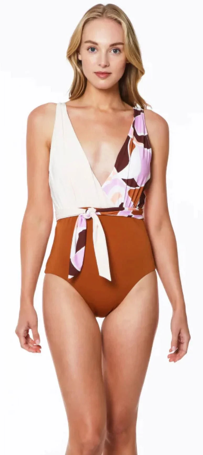 Sanctuary  Nuveau Tie-Front Plunge One Piece Swimsuit,  Large