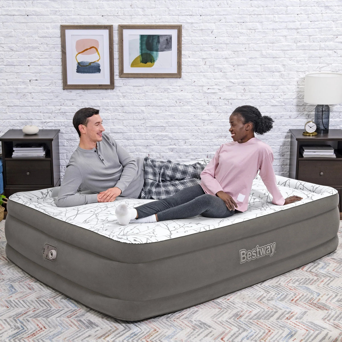 Bestway Tritech Cushify Top Air Mattress Queen 18” with Built-in  Pump and Antimicrobial Coating
