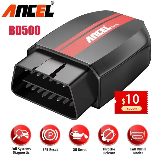 Ancel BD500 Wireless Car Scanner Fits for  Audi Skoda Seat  Vehicles Bluetooth OBD2 Scanner Code Reader Check All Systems Oil Reset  Reset Throttle Learning Automotive Diagnostic Scan Tool