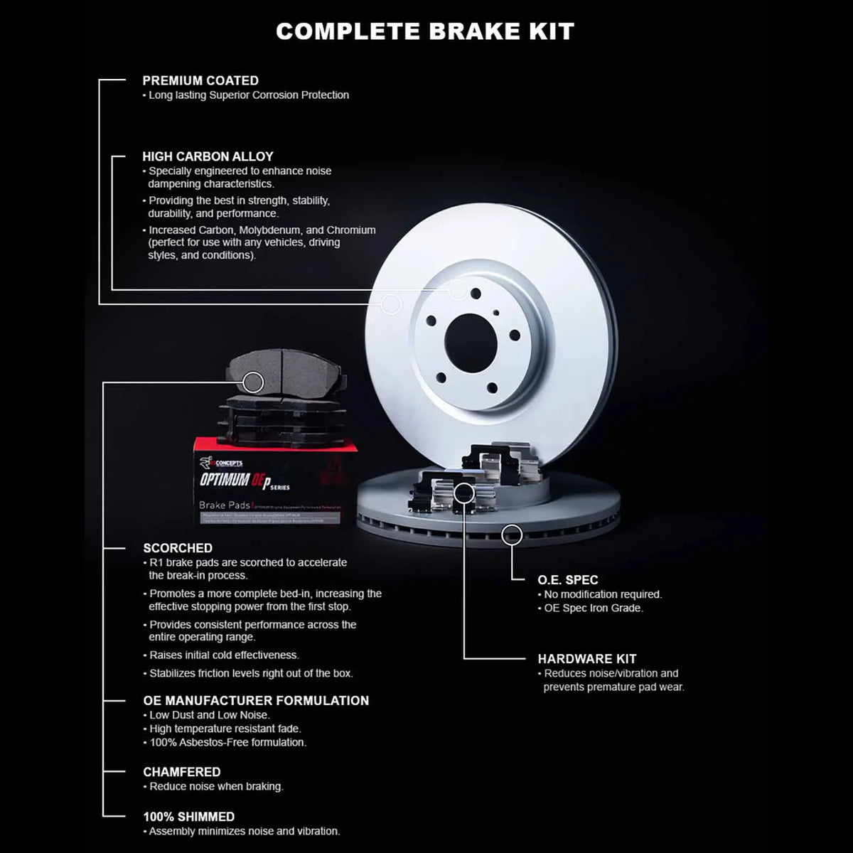 R1 Concepts Wduh1 76102 R1 Concepts Carbon Series Brake Rotors With 5000 Oep Fits select: 1999-2003  , 1992-1996