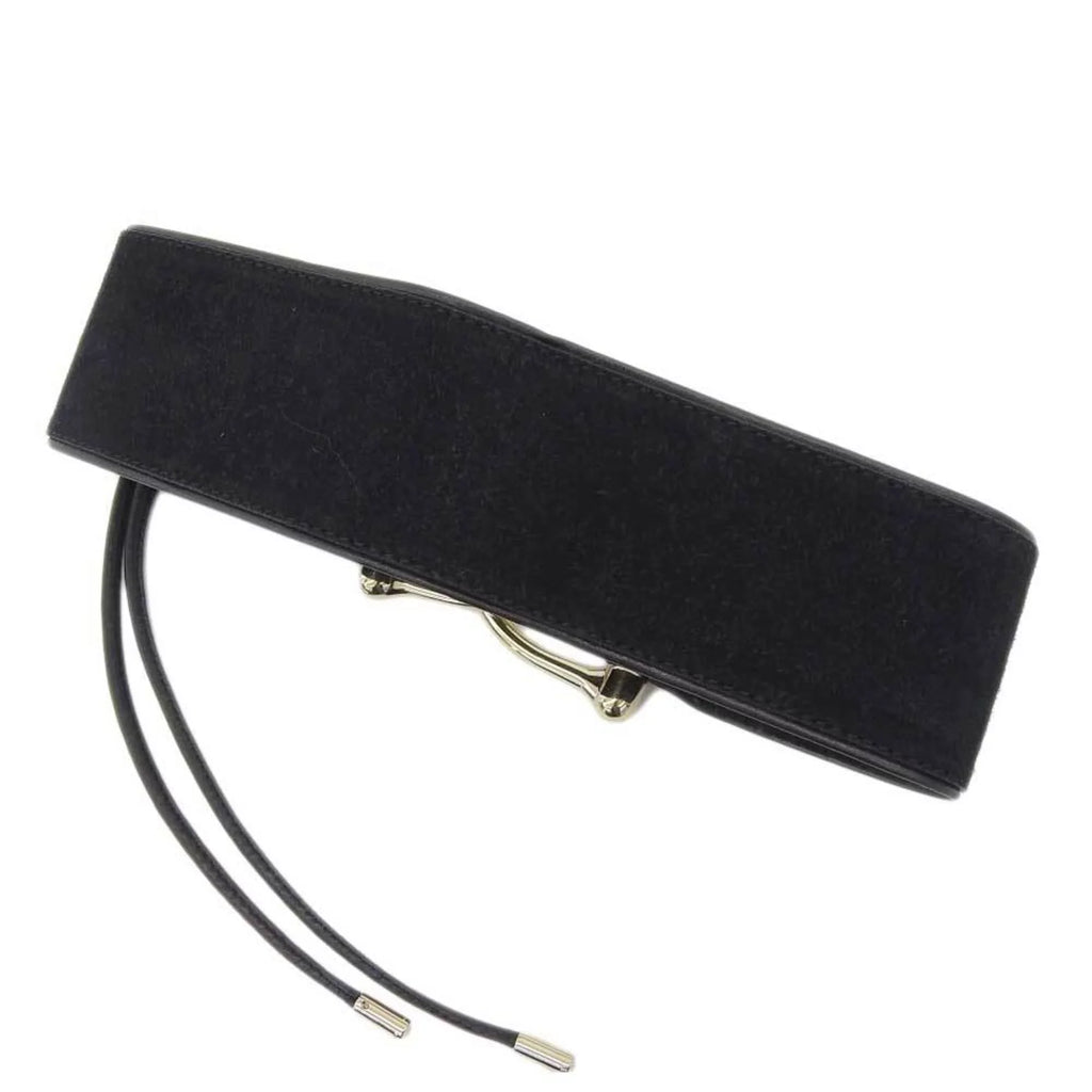 Pre-Owned Gucci  wide belt suede black gold metal fittings  waist (Good)