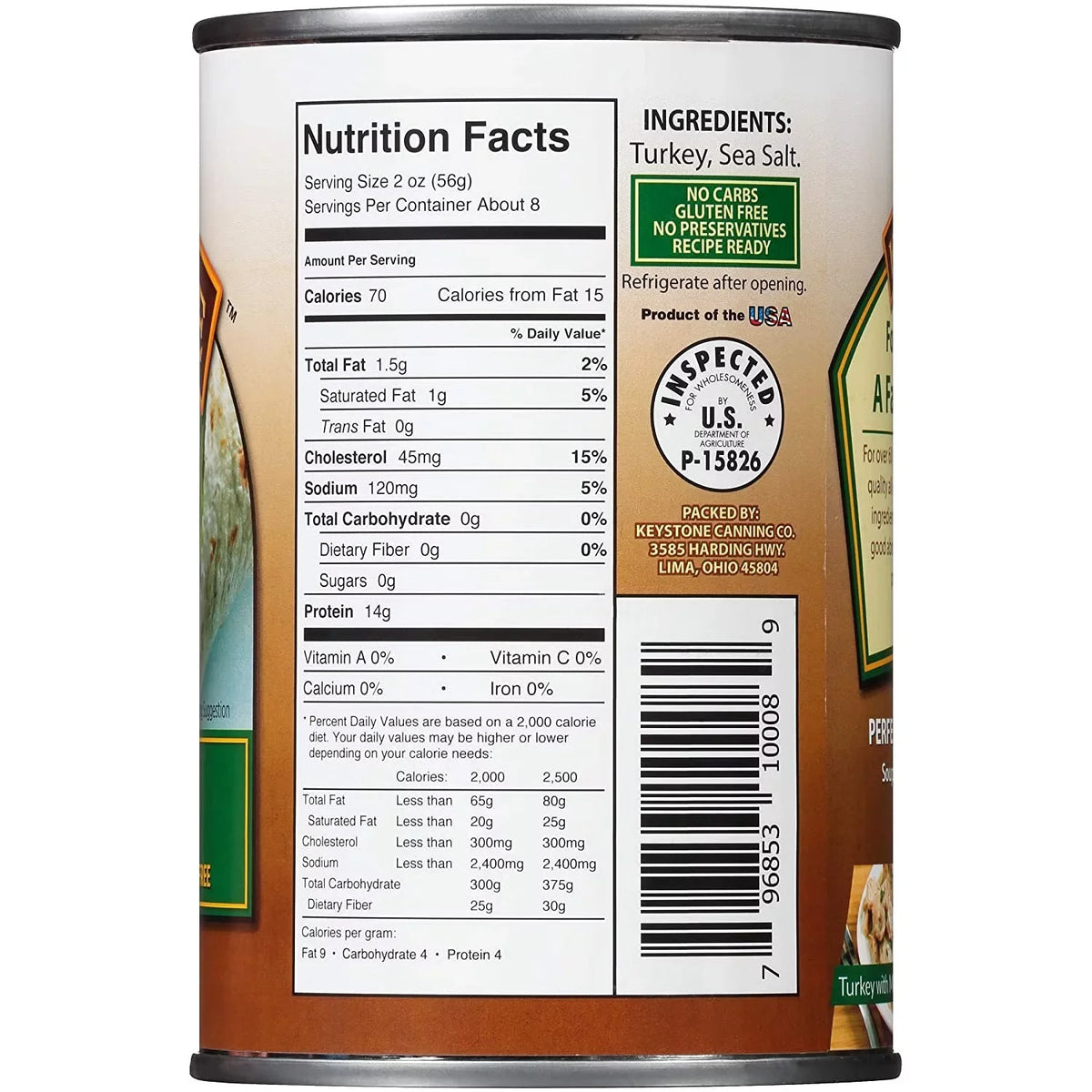 (12 Pack) Keystone All Natural Turkey 14.5 oz Can  Emergency Survival Food For Camping Hiking and Backpacking Ready to Eat