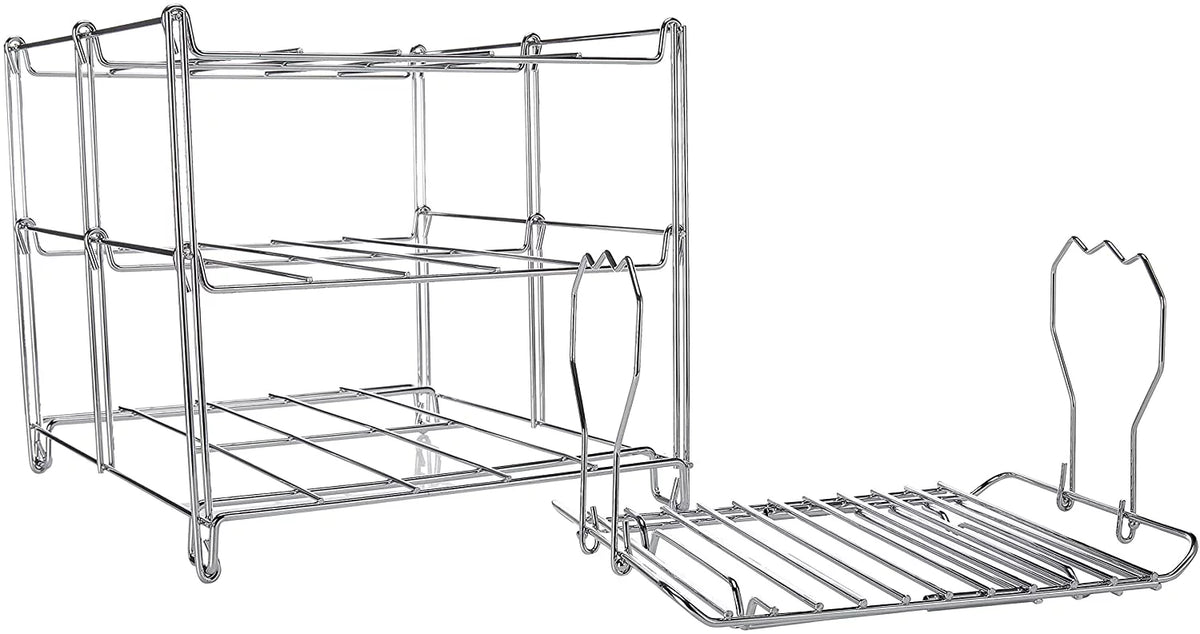 3-Tier Collapsible Oven Rack & Turkey Lifter Roasting Rack | Space Saving Oven Rack For Multiple Roasting And Baking Tasks | Includes (1) Oven Rack & (1) Turkey Lifter