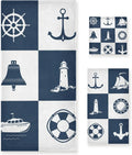 Bath Towel Sets for Bathroom Hand Towels Fingertip Towels Sailing Vessel Anchor Lighthouse Checked 3 Piece Decorative Soft Cotton Absorbent