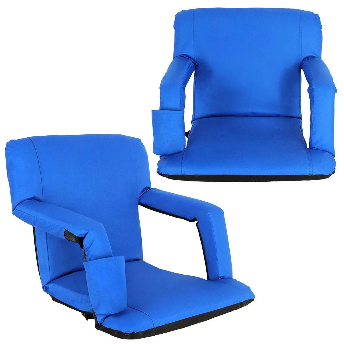 Durable Water-resistant Stadium Seat with Cup Holder 10 Tiltable Positions - Blue
