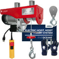 Five Oceans Electric Hoist, Hoist Pulley System, Pulley Hoist, 440 Lb Electric Winch 20FT Remote Control 120 V, Includes Working Gloves for Garage, Factory Lifting Emergency Stop Button - FO3780-C1