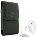 6ft -C Cable  Type-C 25W Fast Home Charger w Holster Leather Case Belt Clip for  Axon 10 Pro, Blade Max 2S