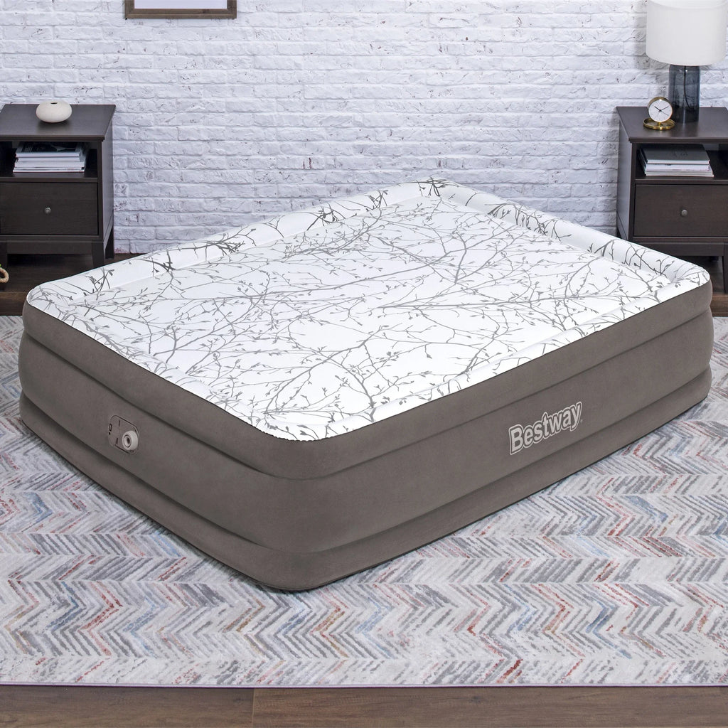 Bestway Tritech Cushify Top Air Mattress Queen 18” with Built-in  Pump and Antimicrobial Coating