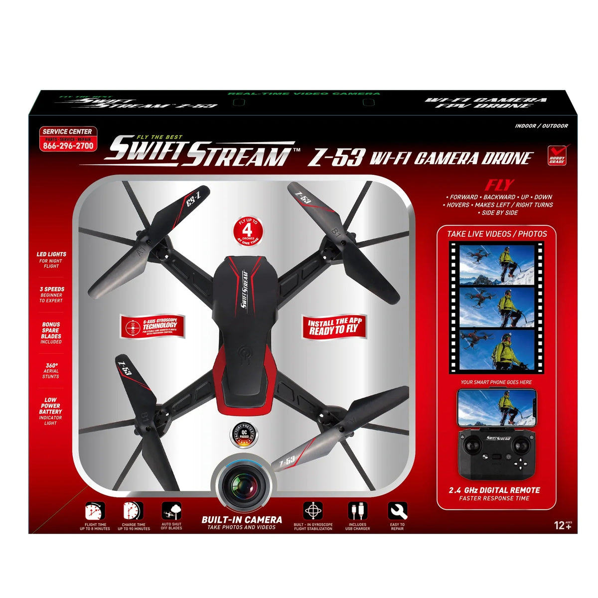 Swift Stream High Performance  Z-53 Wi-Fi Camera Drone, 360° Aerial Stunts & Flight Stabilization