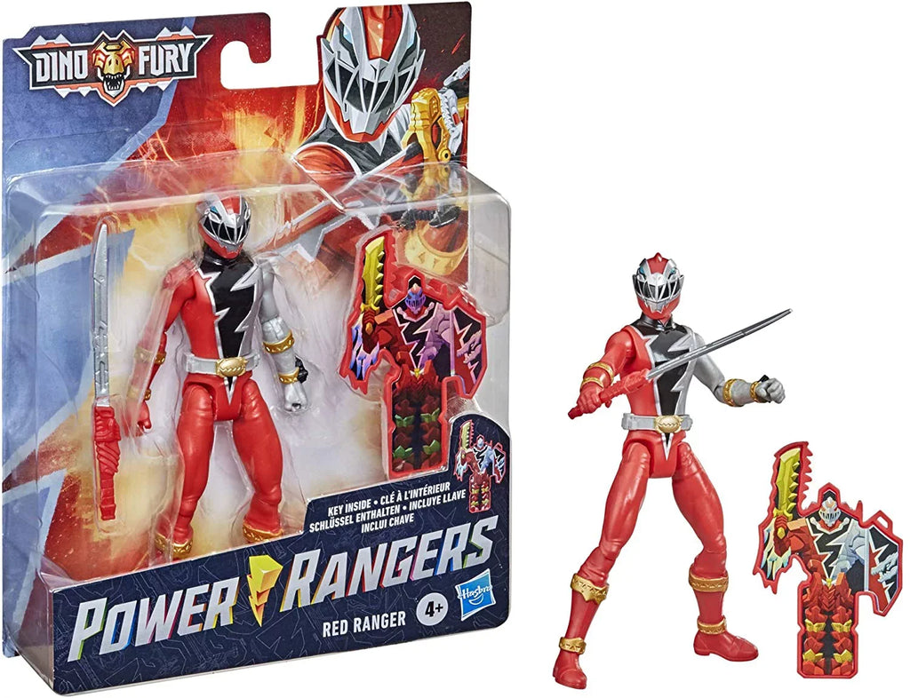Power Rangers Dino Fury Red Ranger 6-Inch Action Figure Toy Inspired by  Show with Dino Fury Key and Dino-Themed Accessory for Ages 4 and Up