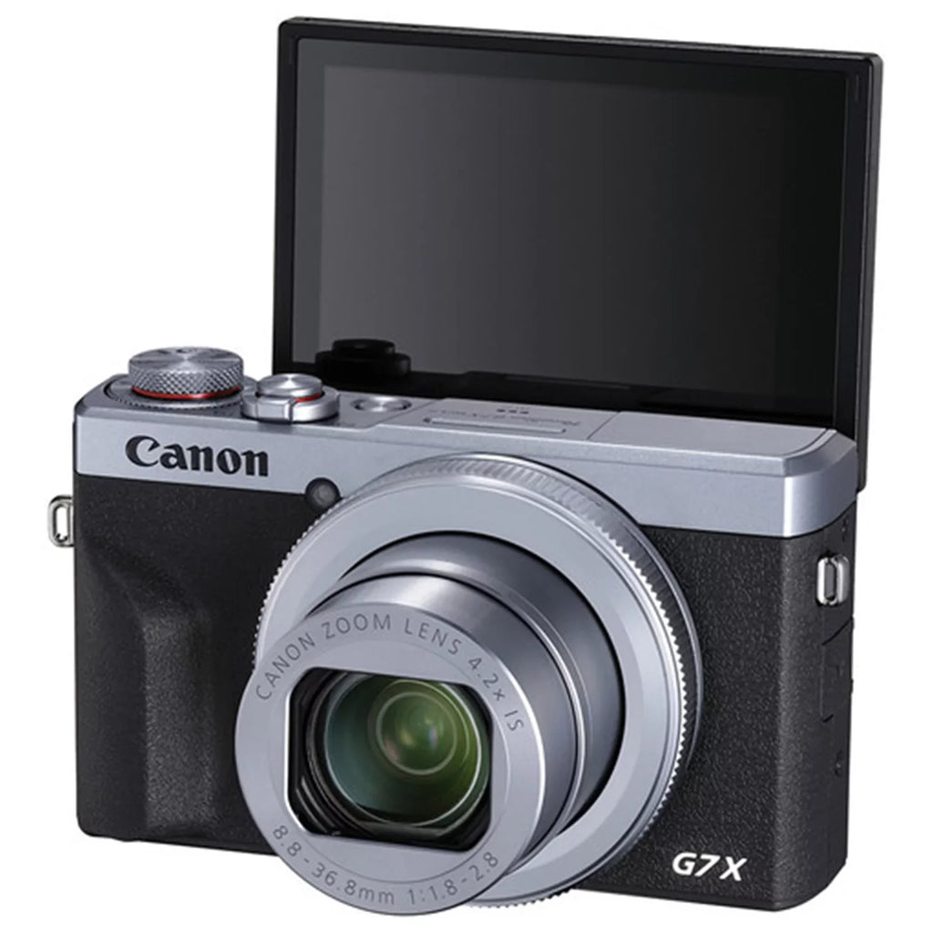 Canon PowerShot G7 X Mark  Digital Camera (Silver) with 2 Pieces SanDisk 64GB Memory Card + Case + Tripod + ZeeTech Professional Bundle