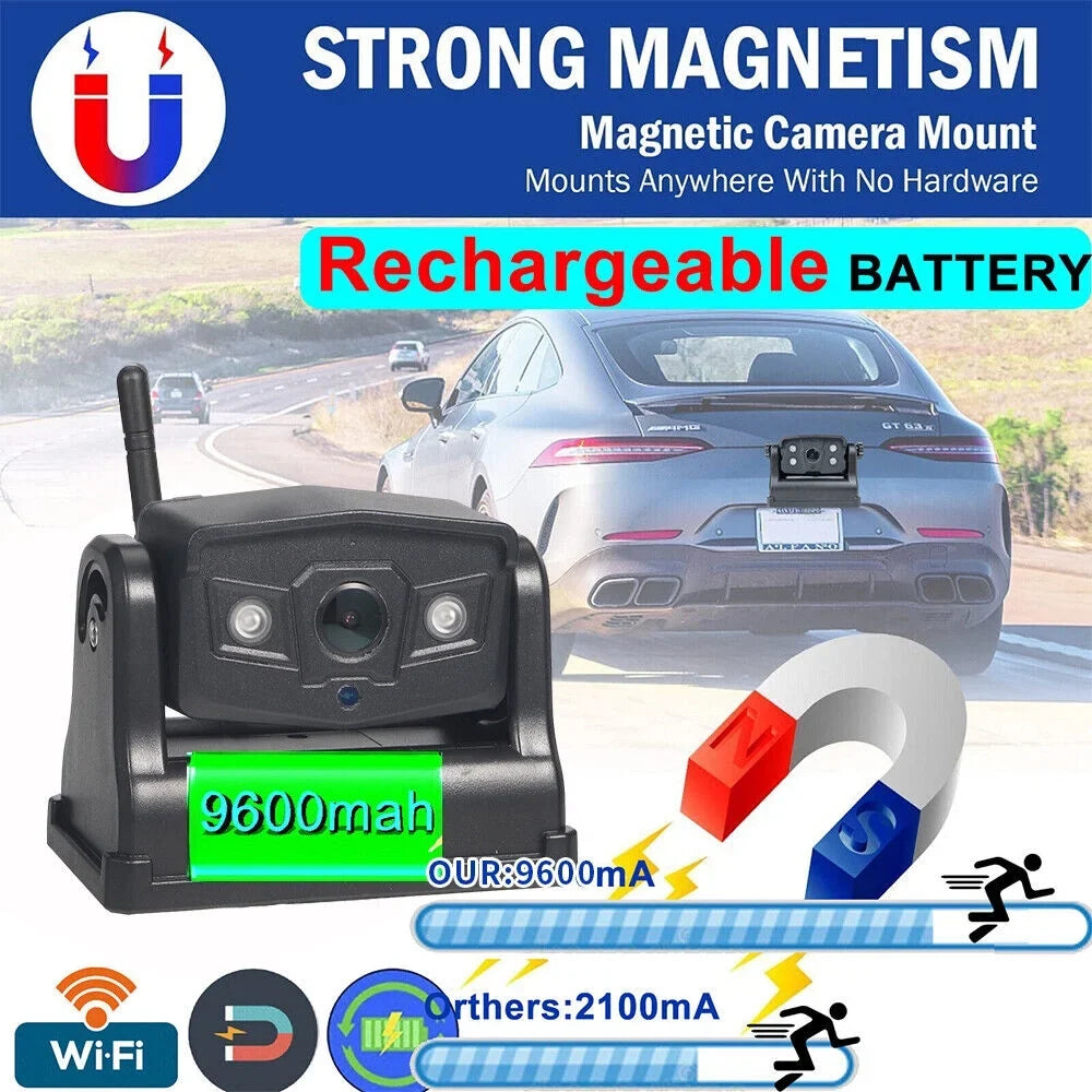 Magnetic WiFi Wireless Camera, Backup for Front/Rear View, Equipped with 9600mAh Battery