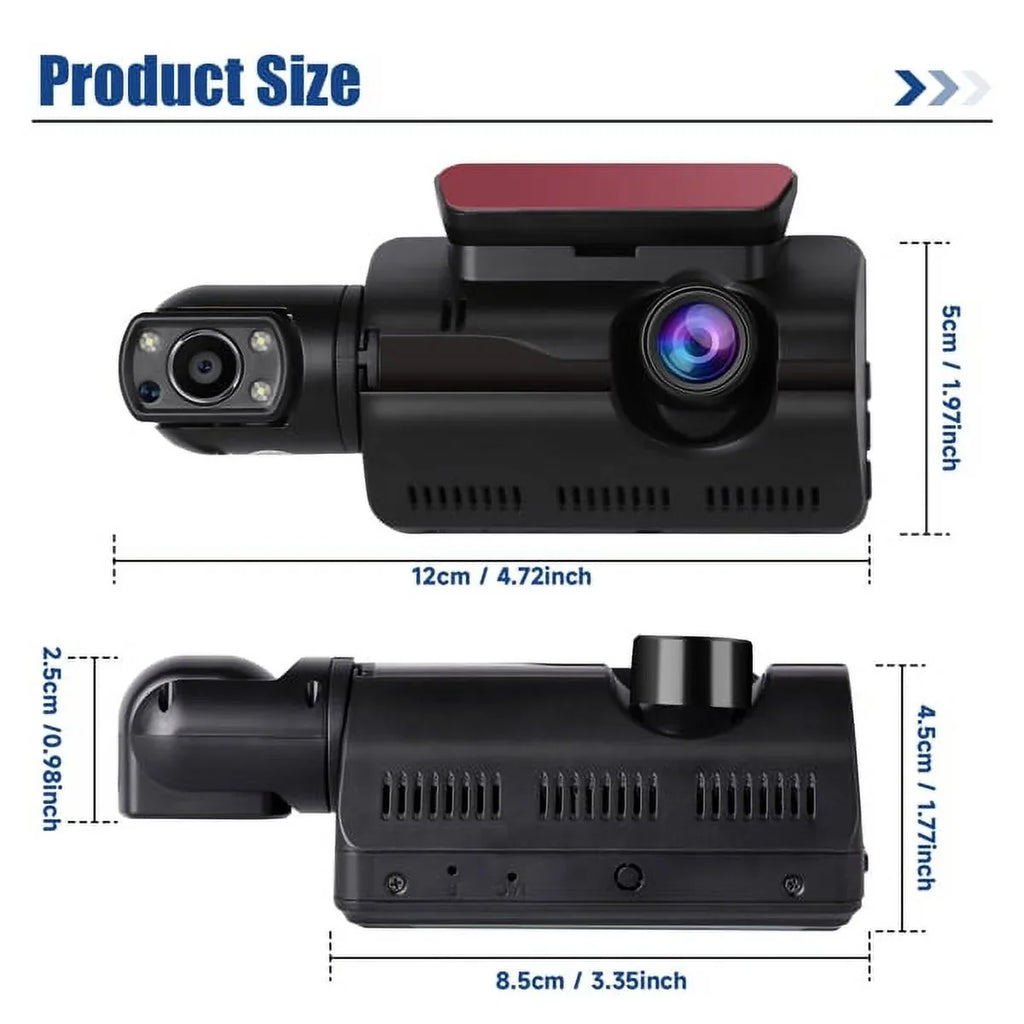 1080P Dash Cam Night Vision Dash Camera Front and Rear 170° Wide Angle Loop Recording