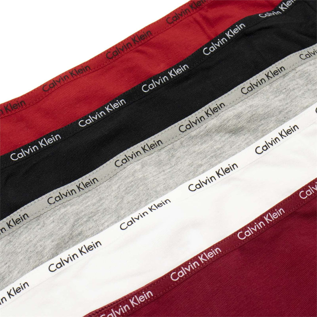 Calvin Klein Women's 5-Pack Signature Cotton Bikini, Red Gala \ Black,M -