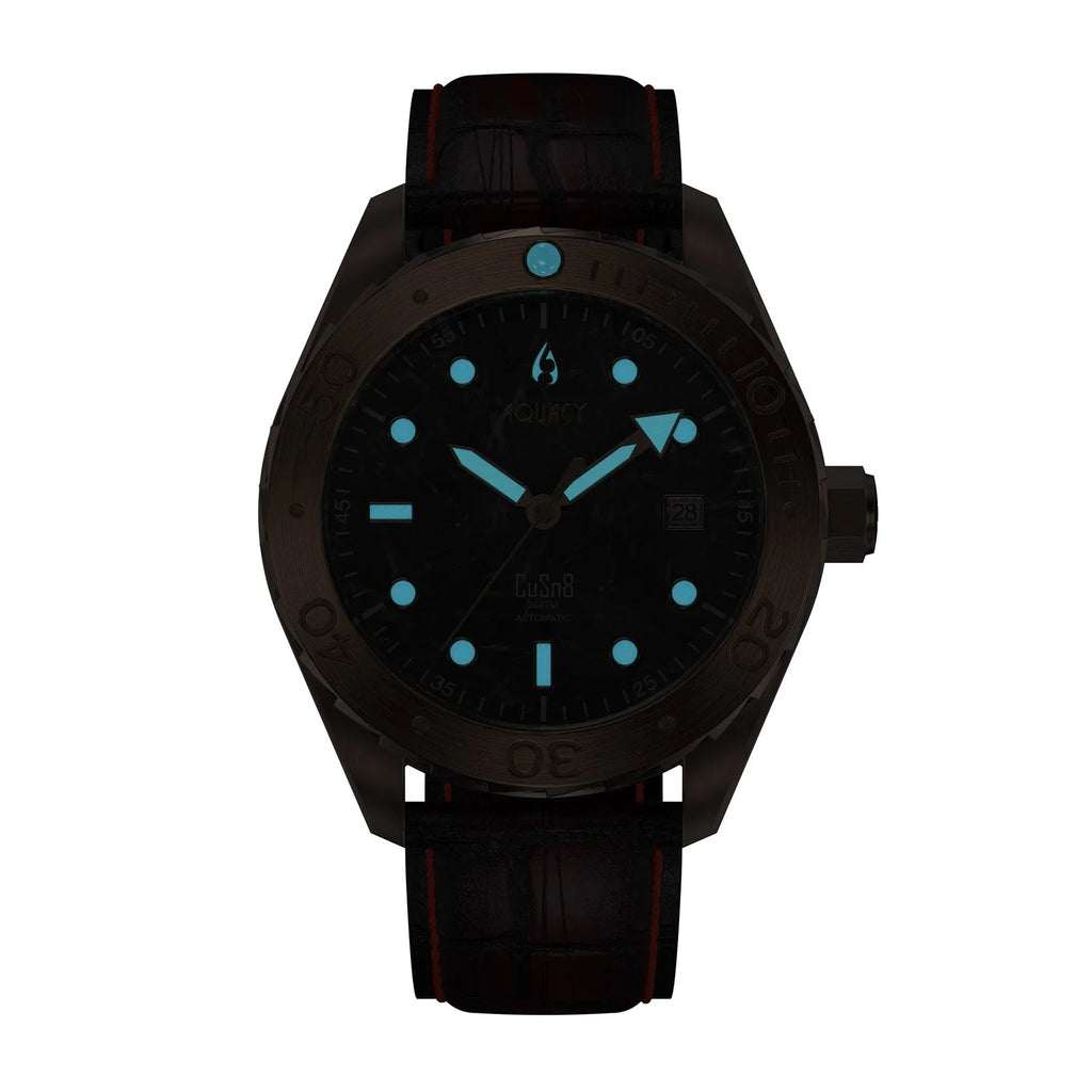 Aquacy Bronze CuSn8 Marble Automatic Diver Watch ..8215.L - Screw Down 316L Stainless Case Back - 200M Water Resistance - 120 click Uni-Directional Bezel Dive Swimming Wrist Watches For Men