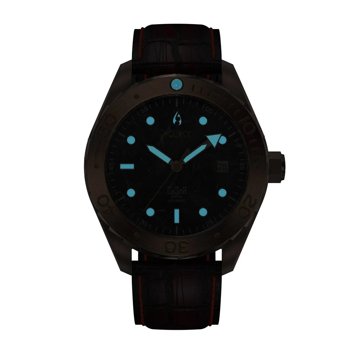 Aquacy Bronze CuSn8 Marble Automatic Diver Watch ..8215.L - Screw Down 316L Stainless Case Back - 200M Water Resistance - 120 click Uni-Directional Bezel Dive Swimming Wrist Watches For Men