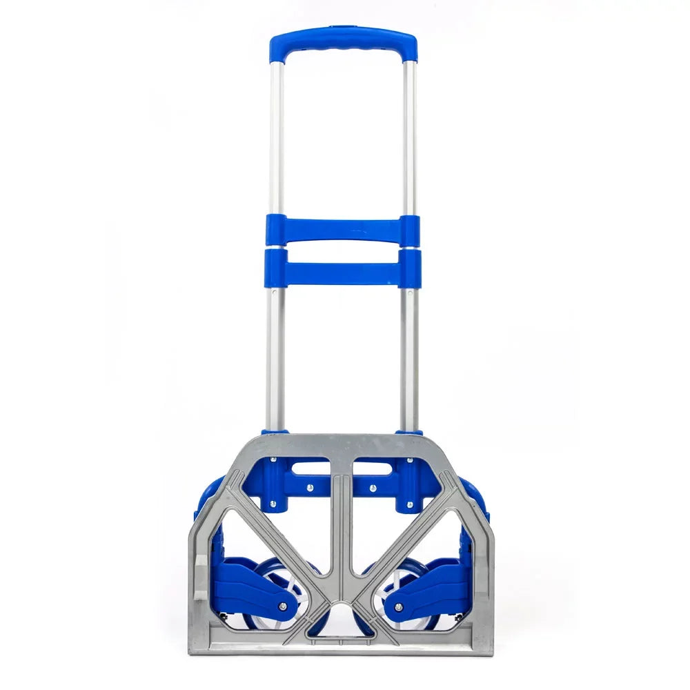 Folding Hand Truck and Dolly, Aluminum Hand Truck, 165 lb Capacity Heavy-Duty Luggage Trolley Cart with Telescoping Handle and Rubber Wheels, Portable Folding Hand Cart, Blue