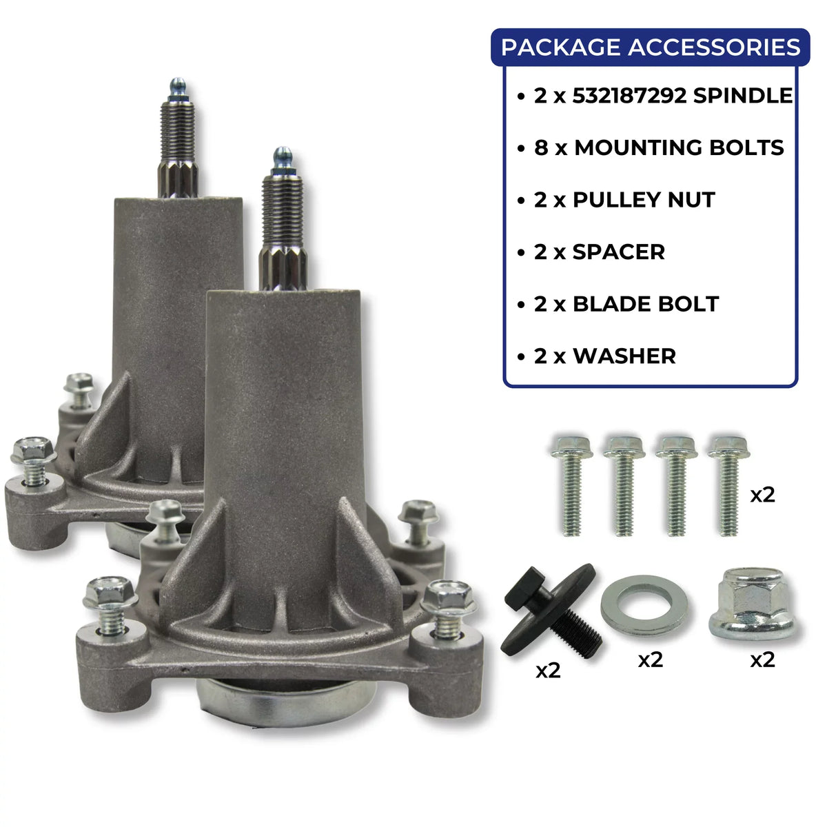 Jeremywell Spindle Assembly Replaces  Husqvarna 532187292 532192870 46" 48" 54"  (2PCs)