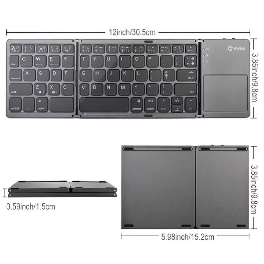 Rechargeable Folding Wireless Keyboard Portable Compact Y1K for iPad Pro 12.9 (2019) 10.5 9.7 4 3 2 -  Zenfone V Live Max Plus M1,  Phone,  5z 5Q 4 Pro, Google Nexus 2 7
