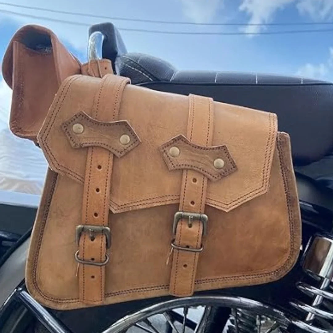 Leather Saddle Side Brown Rustic Bike Bag