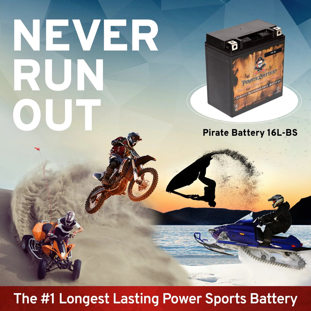 Pirate Battery Ytx16l-bs (16l-bs 12 Volts,14 Ah, 230 Cca) Jet Ski Battery for Yamaha Wave Runner 1997