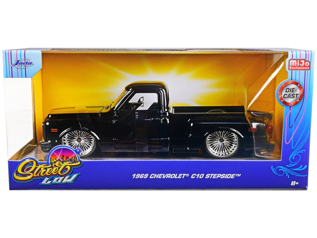 1969 Chevrolet C10 Pickup Truck Lowrider Black "Street Low" Series 1/24 Diecast Model Car by Jada