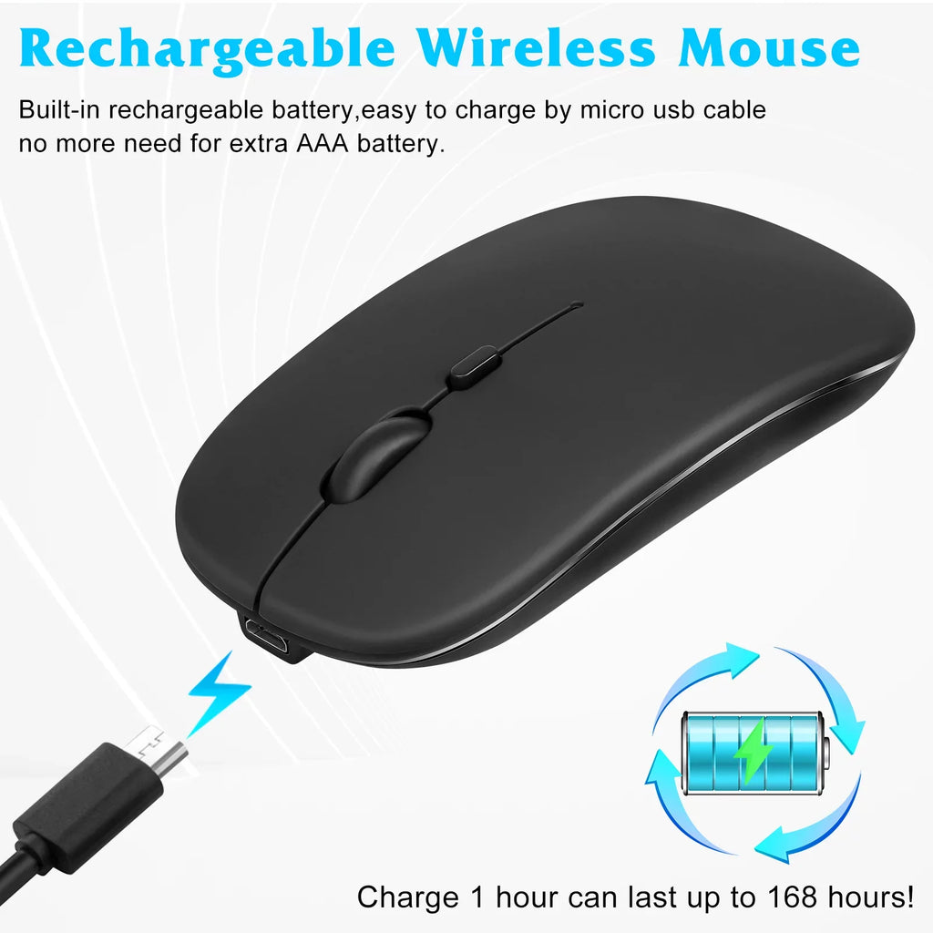 Rechargeable Bluetooth Keyboard and Mouse Combo Ultra Slim Full-Size Keyboard and Ergonomic Mouse for  Axon 30 Ultra 5G and All Bluetooth Enabled Mac/Tablet/iPad//Laptop - Onyx Black