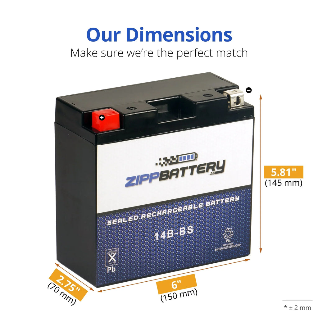 Zipp Battery YT14B- (14B- 12 Volt,12 Ah, 135 ) Motorcycle Battery for Hyosungmotors 650cc Gv650 Se 2009