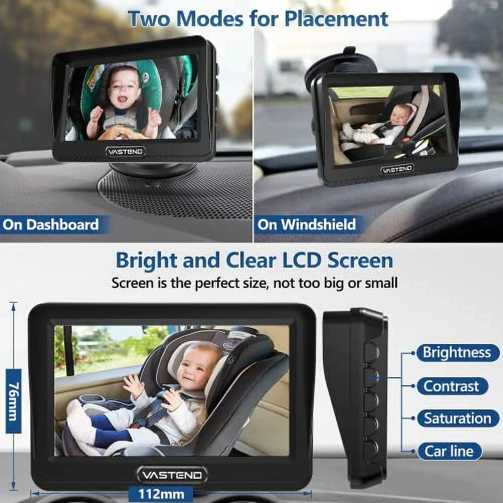 Baby Car Camera,360&deg; Rotation 1080P Baby Car Mirror with Night Vision & 150&deg; Wide View Function,5 Mins Easy to Install Travel Safety Kit,With A Cute Silicone Case