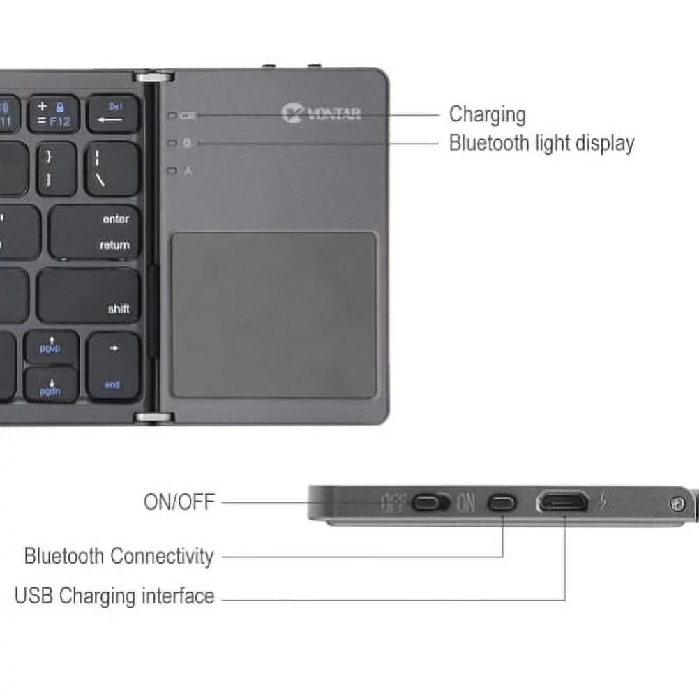 Rechargeable Folding Wireless Keyboard Portable Compact Y1K for iPad Pro 12.9 (2019) 10.5 9.7 4 3 2 -  Zenfone V Live Max Plus M1,  Phone,  5z 5Q 4 Pro, Google Nexus 2 7