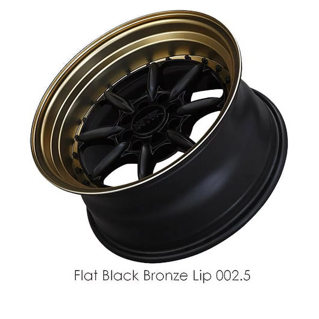 002.5 15x8 4x100/4x114.3 20et Flat Black / Bronze Lip Wheel