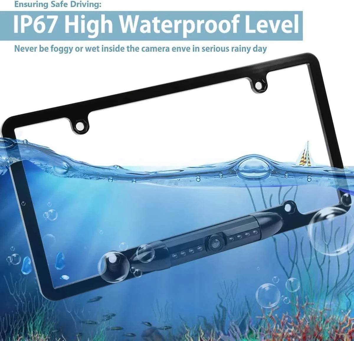 CAM108 Backup Camera License Plate  Night Vision Rear View 170° Angle Waterproof Compatible with Pioneer Car Radio -100BT -WT8600NEX -160BT DMH1770NEX -120BT -210EX -2550NEX