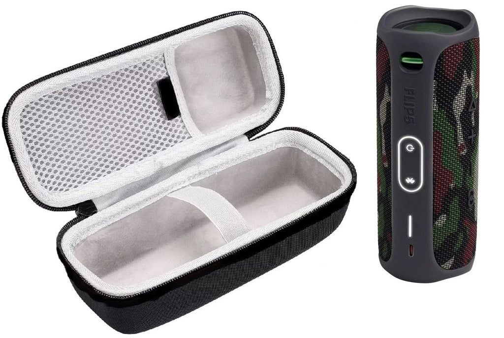 Flip 5 Waterproof Portable Wireless Bluetooth Speaker Bundle with Hardshell Protective Carrying Case (Camo)