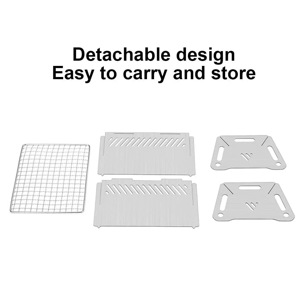 occkic Folding Charcoal Grill Portable Barbecue Grill Stainless Steel Mini  Grill for Outdoor Cooking Camping Picnic