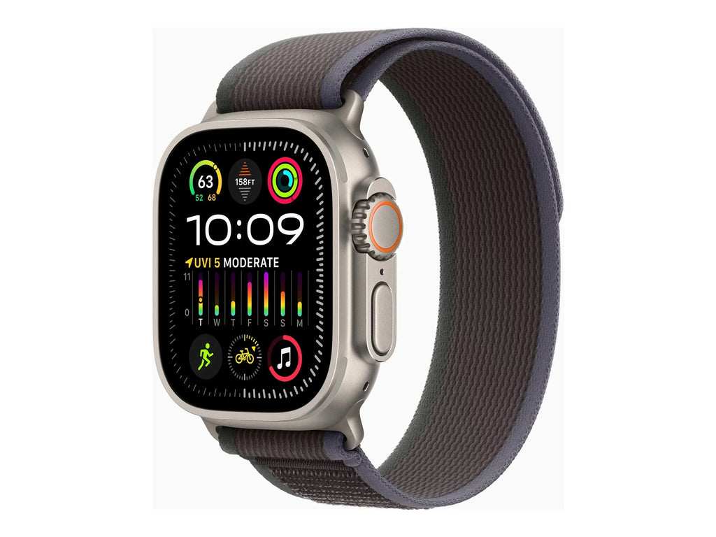 Apple Watch Ultra 2 - 49 mm - titanium - smart watch with Trail Loop - nylon weave - blue/black - band size: M/L - 64  - Wi-Fi, , , Bluetooth - 4G - 2.17 oz