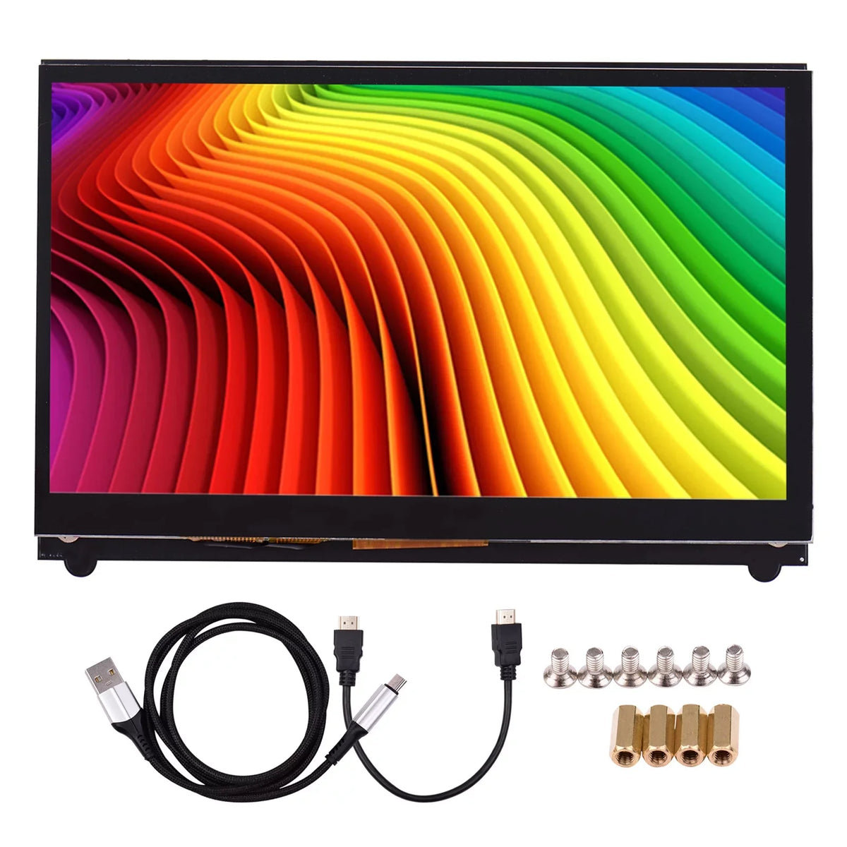 Htovila 7 Inch  Capacitive Touchscreen Display 1024*600 Resolution Small Portable  with  Interface Compatible with Raspberry Pi Educational Tool