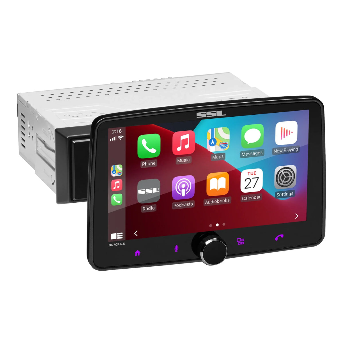 Sound Storm Laboratories DD7CPA-S Car Audio Stereo System - Apple CarPlay, Android Auto, Single Din with 7 Inch Touchscreen, Bluetooth Audio & Calling Head Unit, No  Player, Radio Receiver