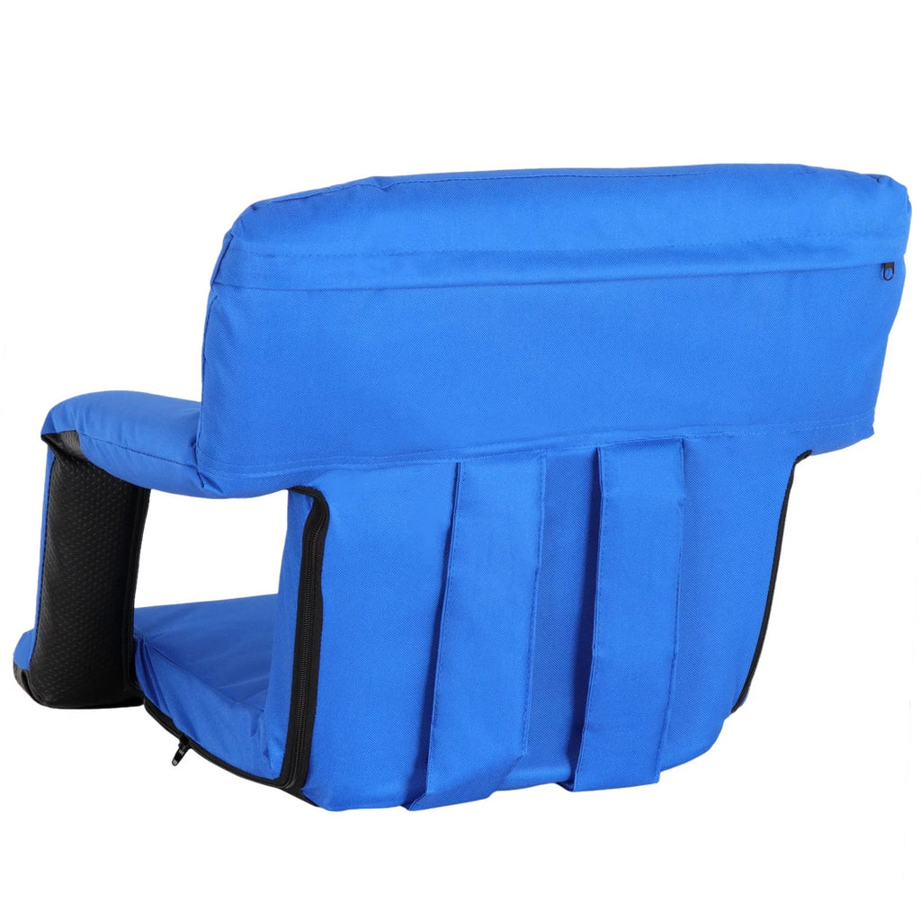 Durable Water-resistant Stadium Seat with Cup Holder 10 Tiltable Positions - Blue