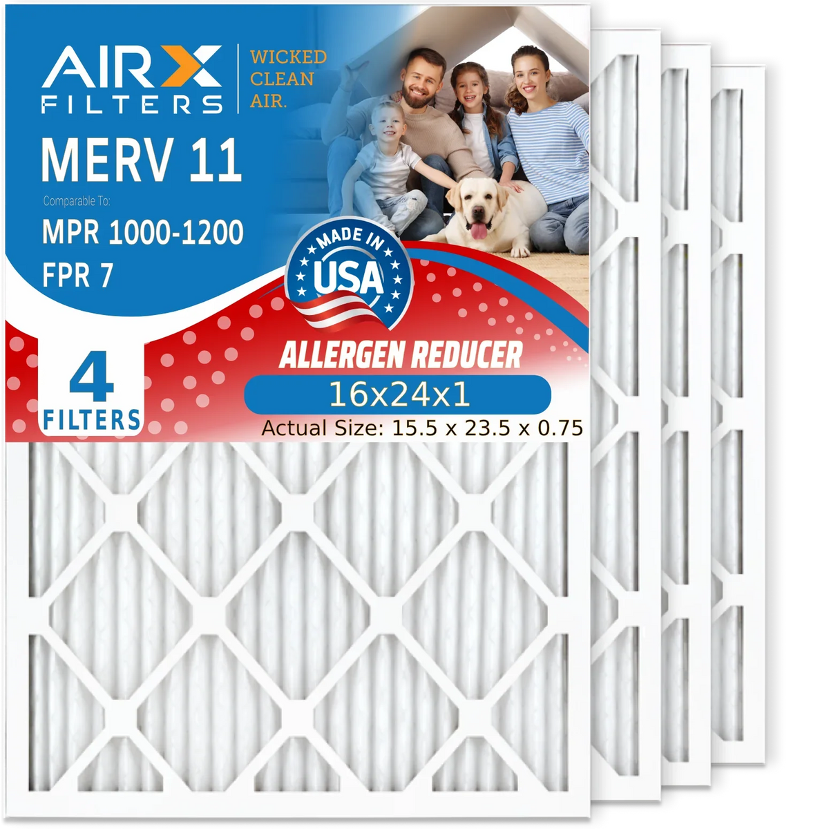 16x24x1 Air Filter  11 Comparable to  1000,  1200 &  7 Electrostatic Pleated Air Conditioner Filter 4 Pack  Premium  Made 16x24x1 Furnace Filters by     .