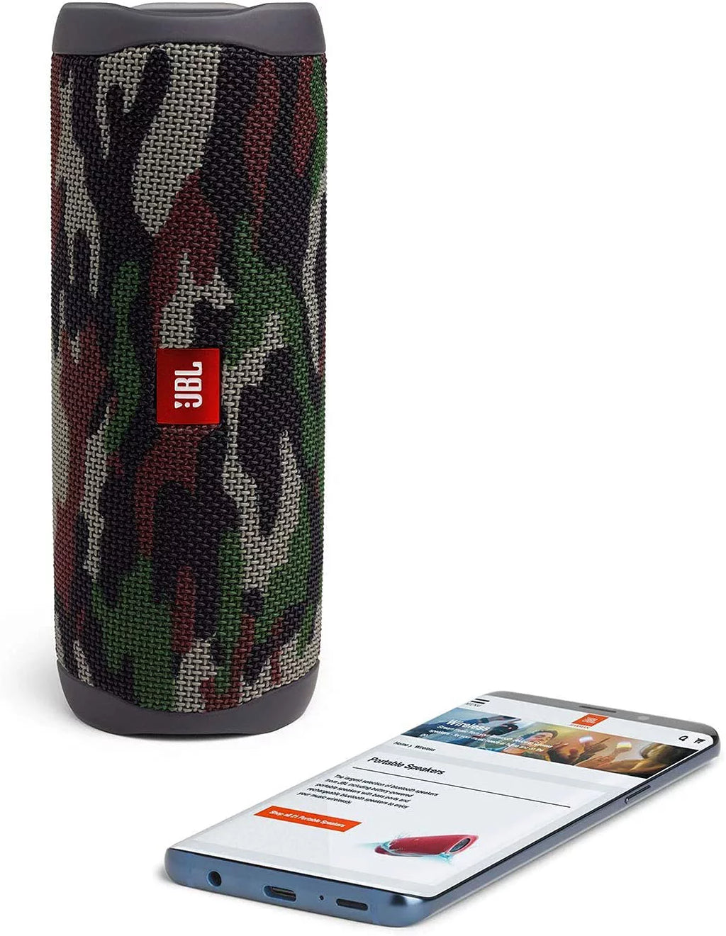 Flip 5 Waterproof Portable Wireless Bluetooth Speaker Bundle with Hardshell Protective Carrying Case (Camo)
