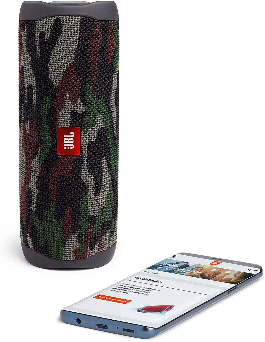 Flip 5 Waterproof Portable Wireless Bluetooth Speaker Bundle with Hardshell Protective Carrying Case (Camo)
