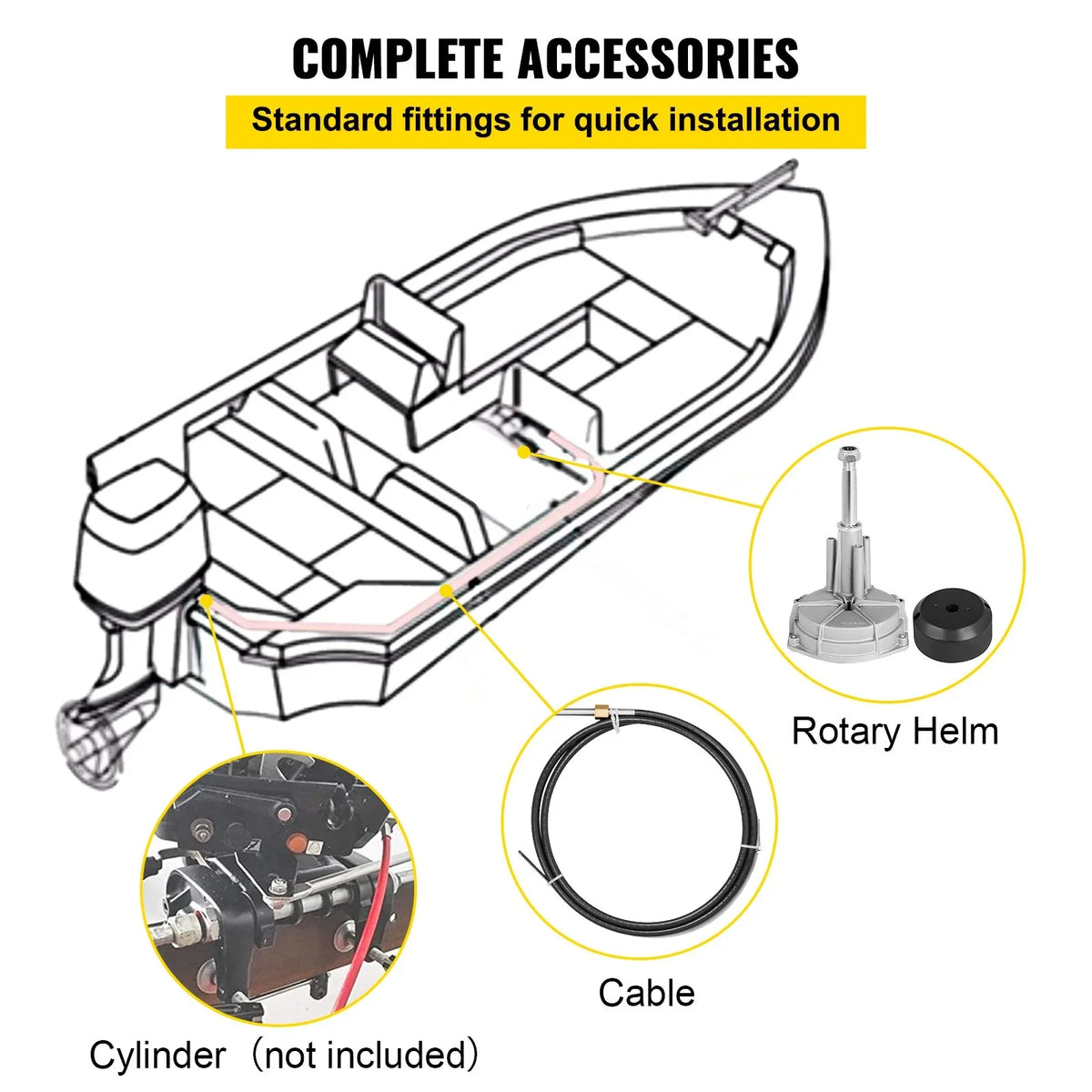 Boat Steering Cable 14' Outboard Rotary Steering Kit