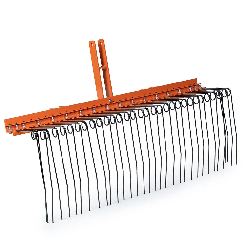 Titan Attachments 3 Point 5  Pine Straw Needle Rake, Category 1 Tractors, Coil Spring Tines, Drag-Behind Landscape Rake